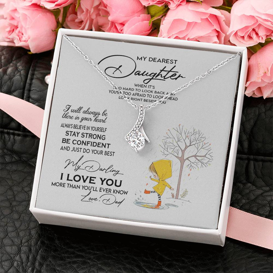 Love You More Than Ever Know Dad 18K Yellow Gold Finish Alluring Beauty Necklace Jewelry Beautiful Gift for Beautiful Daughter Birthday
