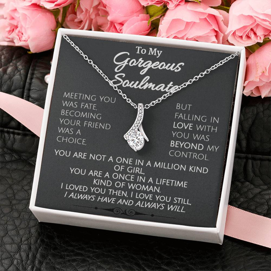 Once In A Lifetime Woman Always 14K White Gold Finish Alluring Beauty Necklace Jewelry Romantic Gift for Beautiful Wife Special Day