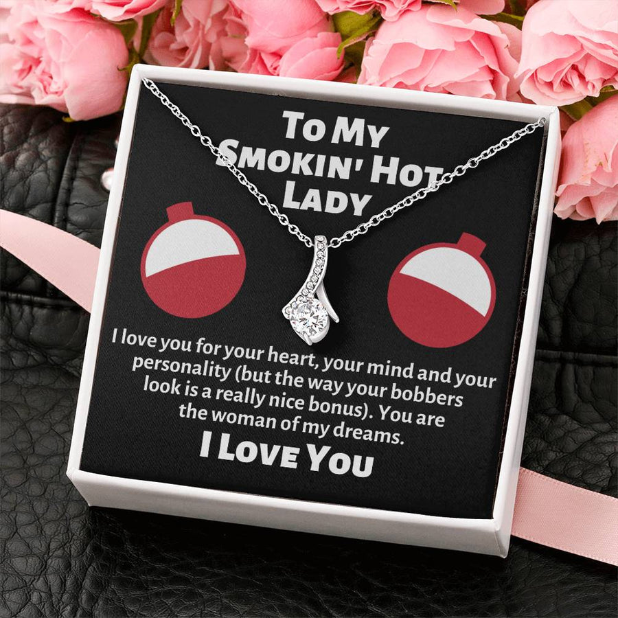 Smokin Hot Lady Woman My Dreams Bobbers 18K Yellow Gold Finish Alluring Beauty Necklace Jewelry Perfect Gift for Wife Anniversary