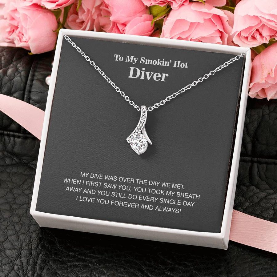 Smokin Hot Diver My Dive Was Over 18K Yellow Gold Finish Alluring Beauty Necklace Jewelry Perfect Gift for Diving Wife Anniversary