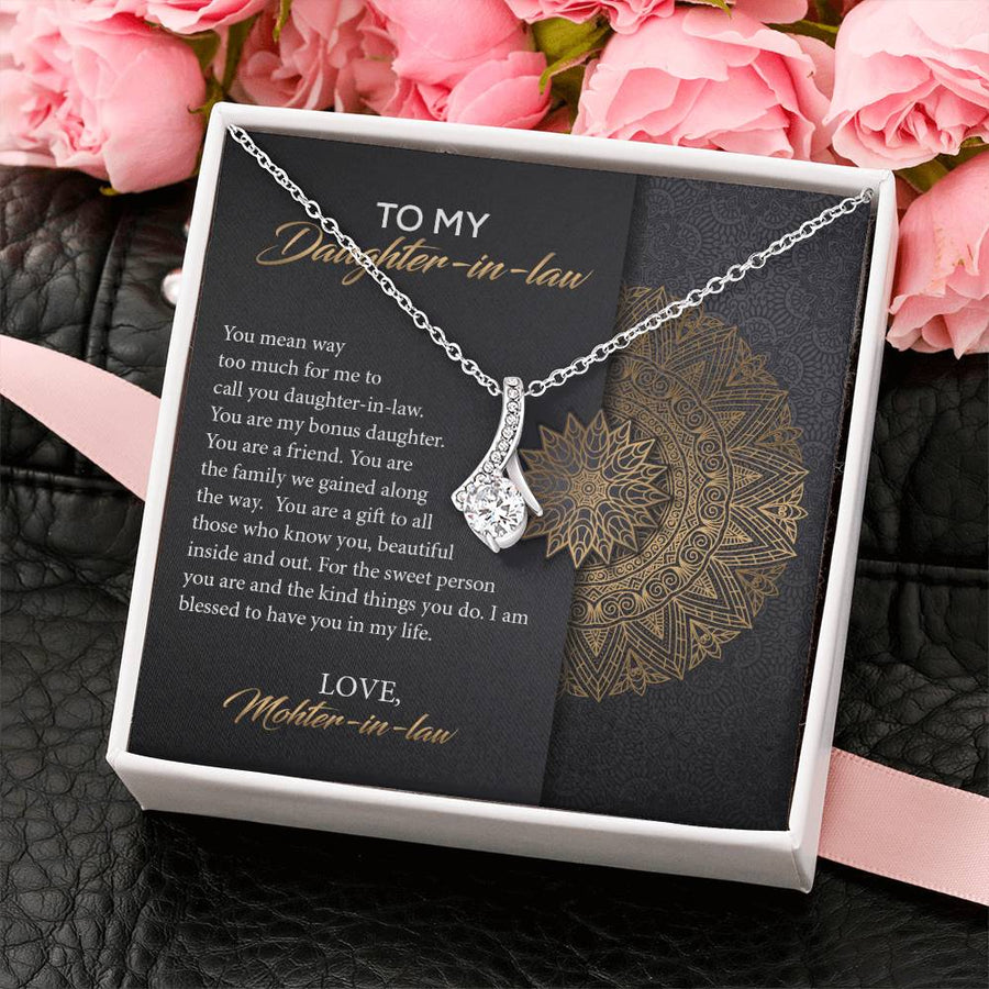 Bonus Daughter Family Gift Mandala Card 18K Yellow Gold Finish Alluring Beauty Necklace Jewelry Heartfelt Present for Daughter-in-law