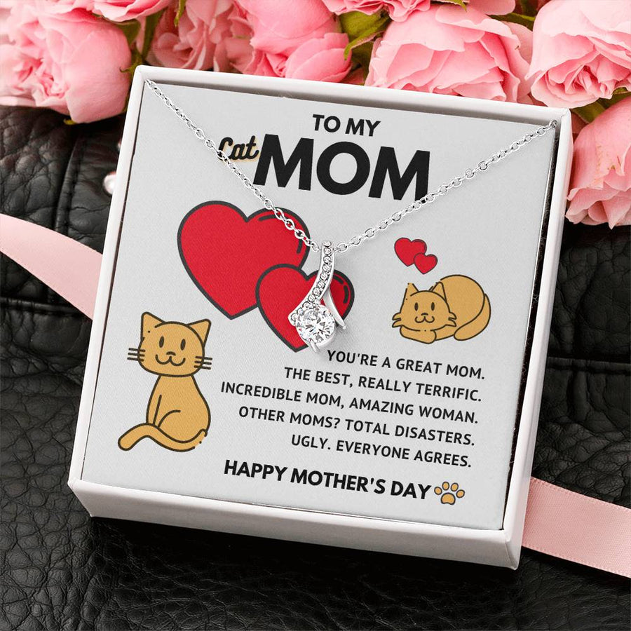 Incredible Cat Mom Top of the Litter 18K Yellow Gold Finish Alluring Beauty Necklace Jewelry Beautiful Gift for Cat Mom