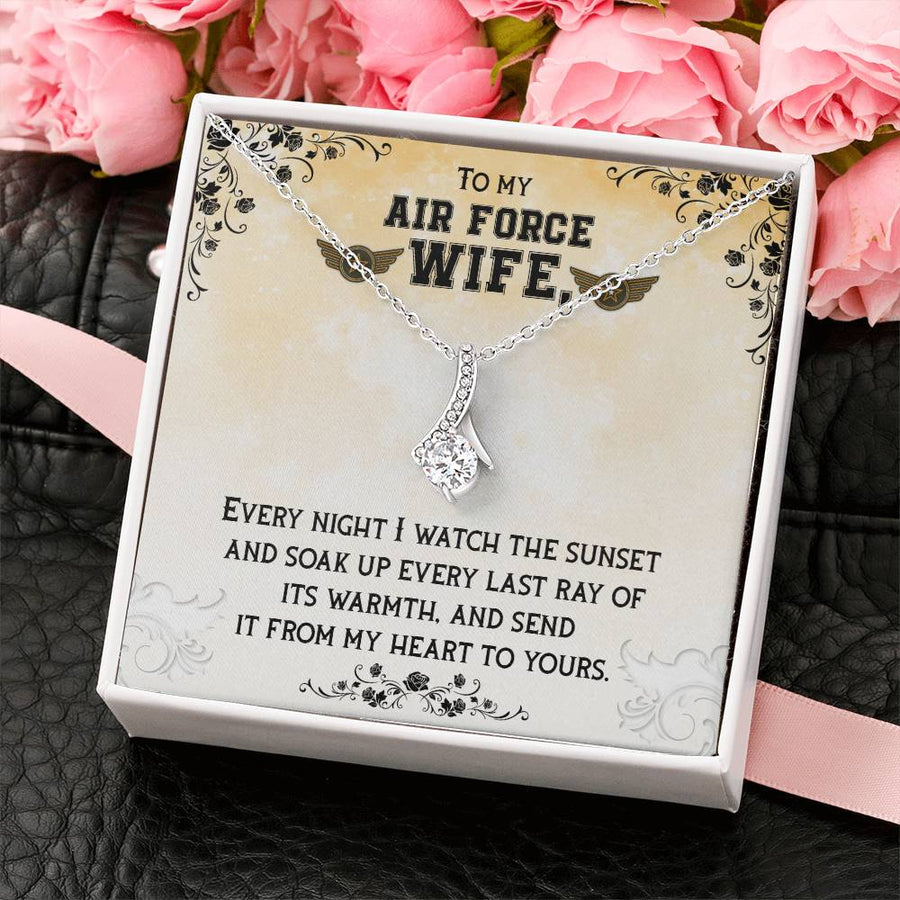 Air Force Wife Sunset Love Beautiful Gift 18K Yellow Gold Finish Alluring Beauty Necklace Jewelry Heartfelt Present for Proud Military Wife