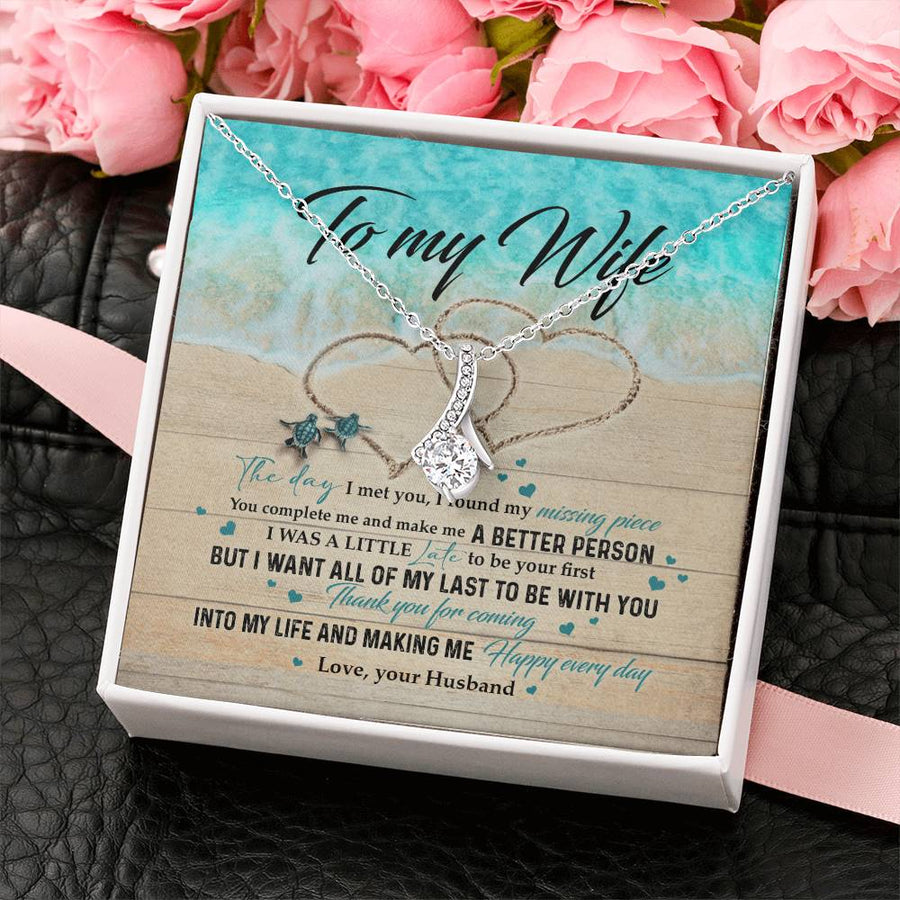 Thank You for Making Me Better Wife 14K White Gold Finish Alluring Beauty Necklace Jewelry Heartfelt Anniversary Gift for Stunning Wife from Loving Husband