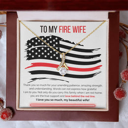 Fire Wife Love Behind Red Line Beautiful 18K Yellow Gold Finish Alluring Beauty Necklace Jewelry Perfect Gift for Firefighter Wife Anniversary