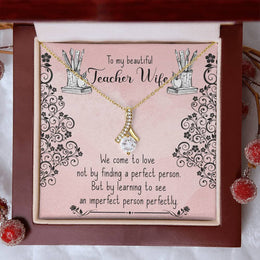 Beautiful Teacher Wife Pink Floral 14K White Gold Finish Alluring Beauty Necklace Jewelry Appreciation Gift for Teacher Wife