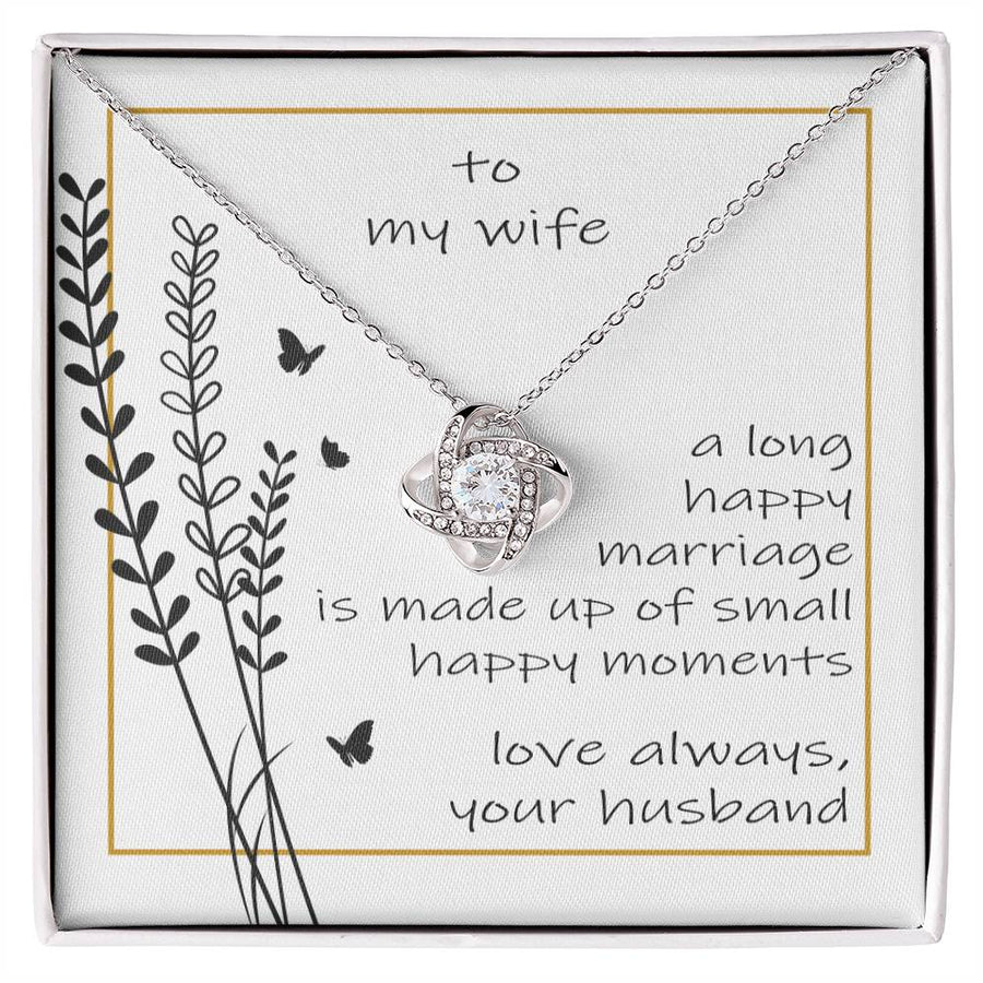 To My Wife Long Happy Marriage Small Moments 14K Gold Love Knot Necklace Jewelry Perfect Gift for Wife Anniversary