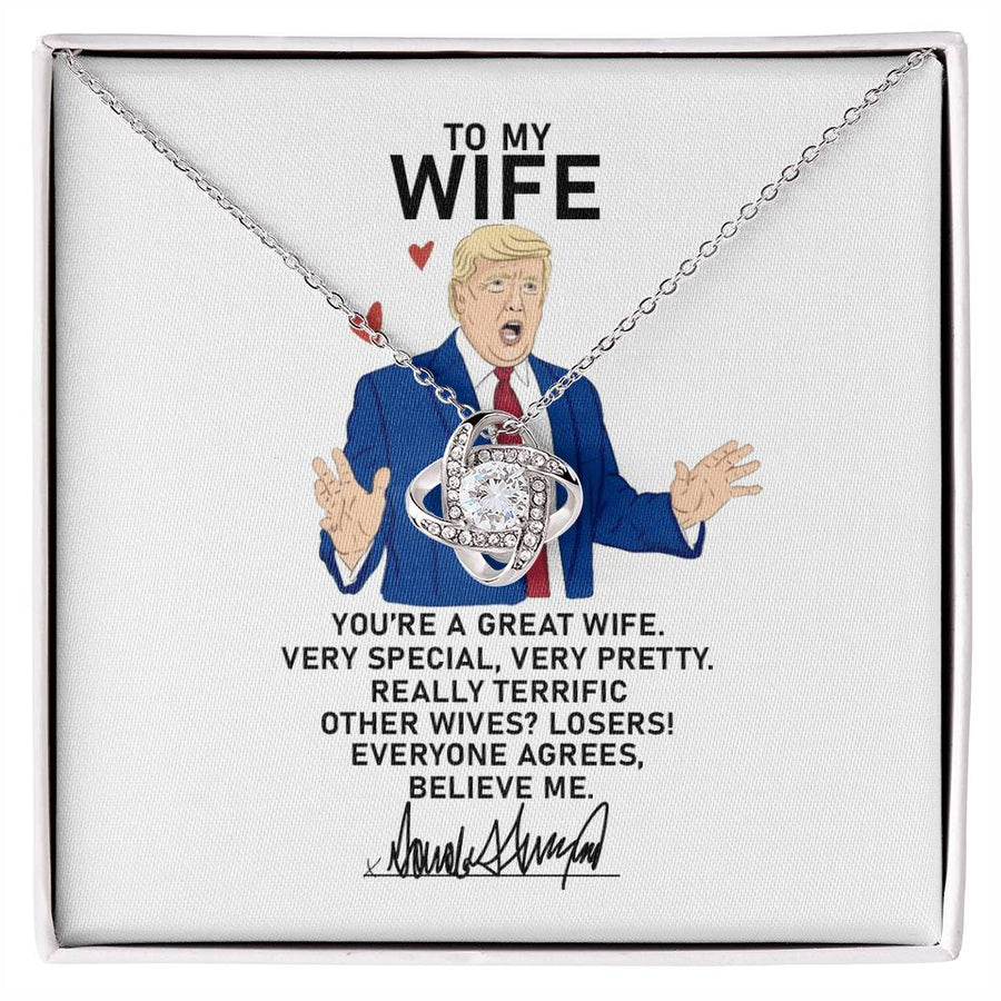 To My Wife Great Wife Very Special Pretty Really Terrific 14K Gold Love Knot Necklace Jewelry Perfect Gift for Wife Anniversary