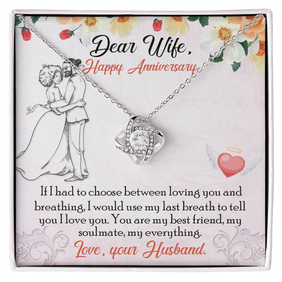Dear Wife My Best Friend Soulmate Everything 14K Gold Love Knot Necklace Jewelry Beautiful Gift for Wife Anniversary
