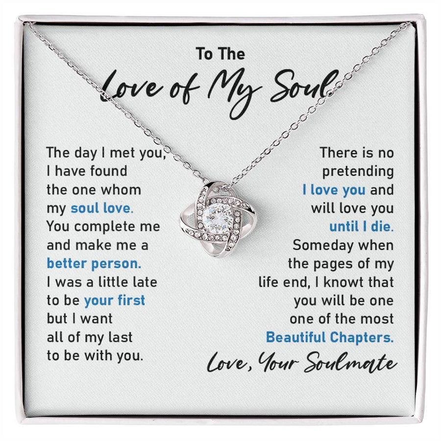 To Love My Soul Found One Soul Love Complete Better Person 14K Gold Love Knot Necklace Jewelry Beautiful Gift for Wife Anniversary