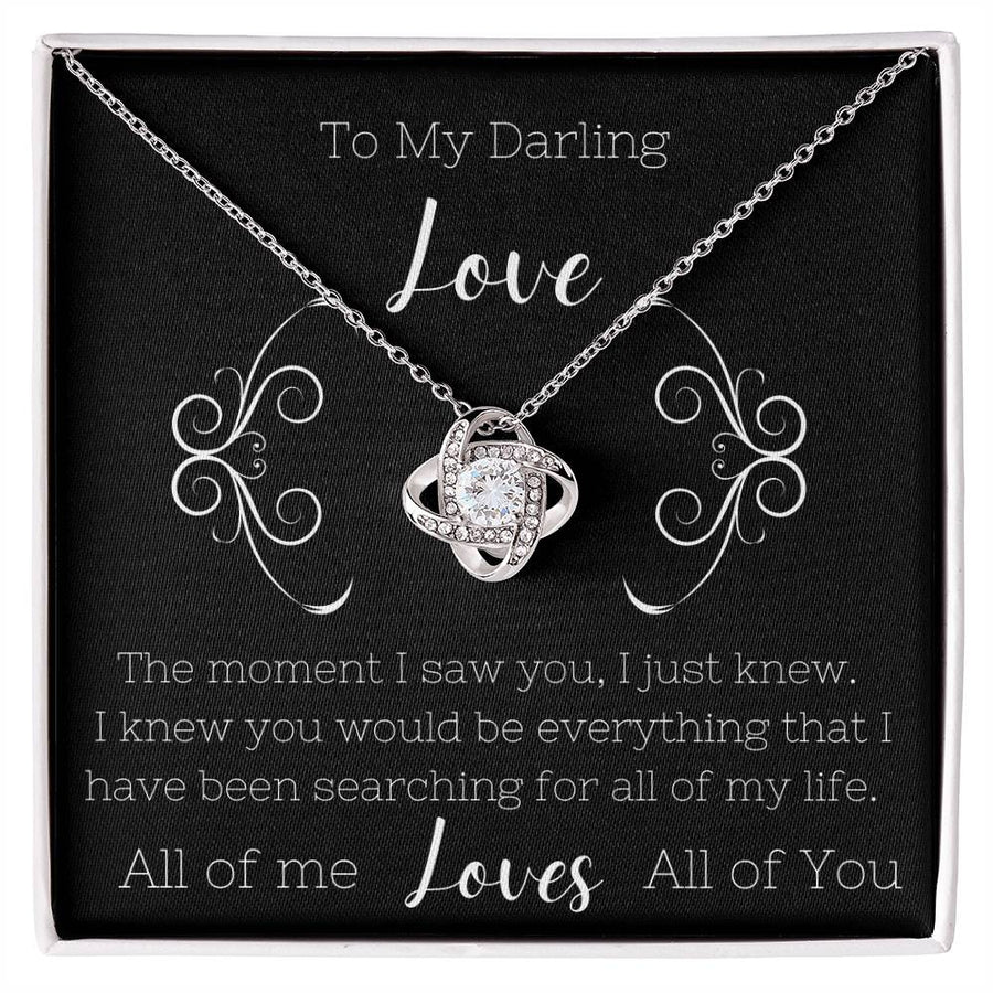 To My Darling Love All Of Me Loves All You 14K Gold Love Knot Necklace Jewelry Romantic Gift for Wife Anniversary
