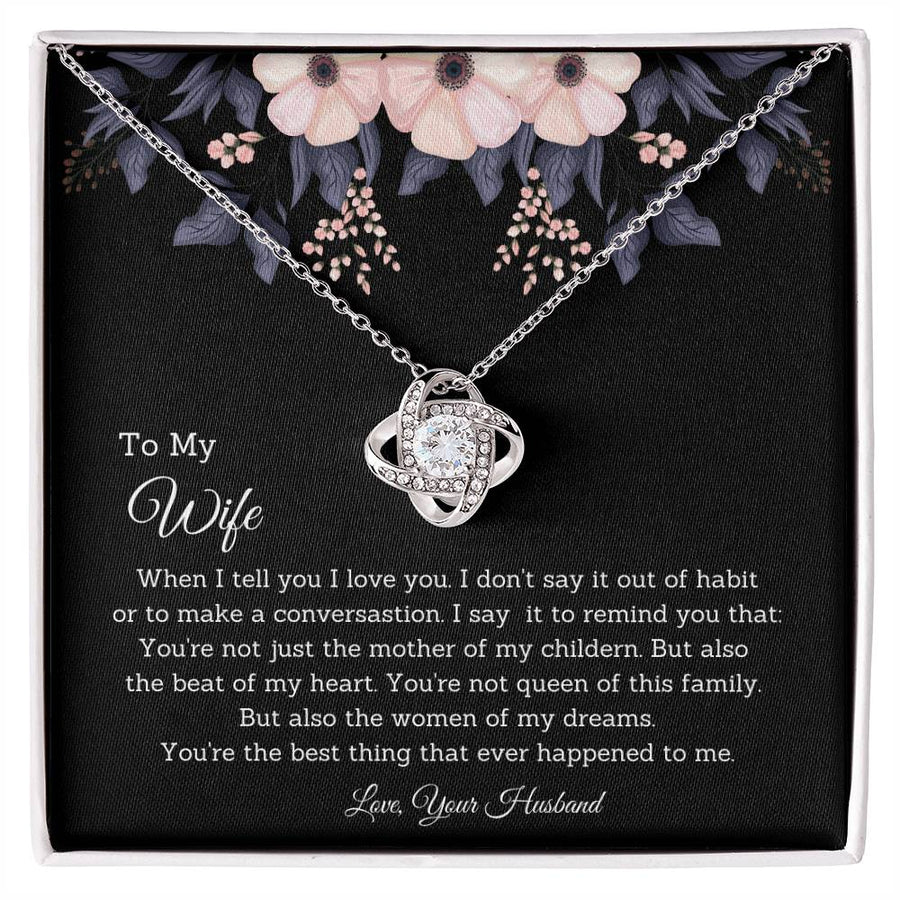 To My Wife Woman of My Dreams 14K Gold Love Knot Necklace Jewelry Beautiful Gift for Wife Anniversary
