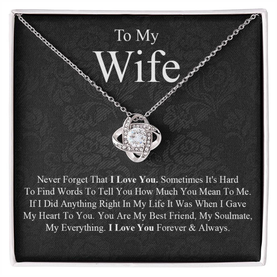 To My Wife Never Forget Love You Best Friend Soulmate Everything 14K Gold Love Knot Necklace Jewelry Romantic Gift for Wife Anniversary