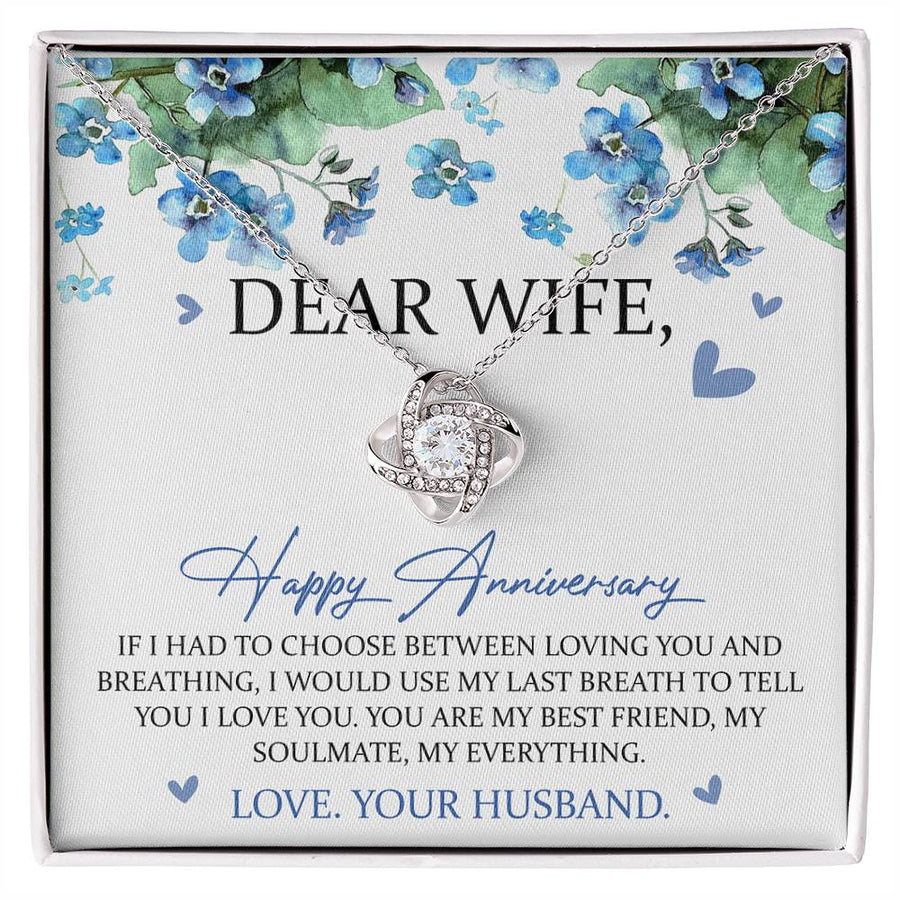 To My Wife Last Breath Best Friend Soulmate Everything 14K Gold Love Knot Necklace Jewelry Romantic Gift for Wife Anniversary