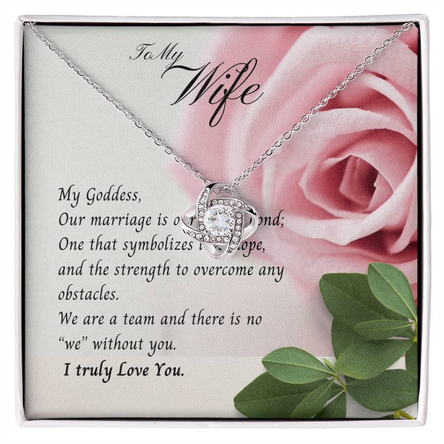 To My Wife My Goddess Sacred Bond 14K Gold Love Knot Necklace Jewelry Beautiful Gift for Wife Anniversary