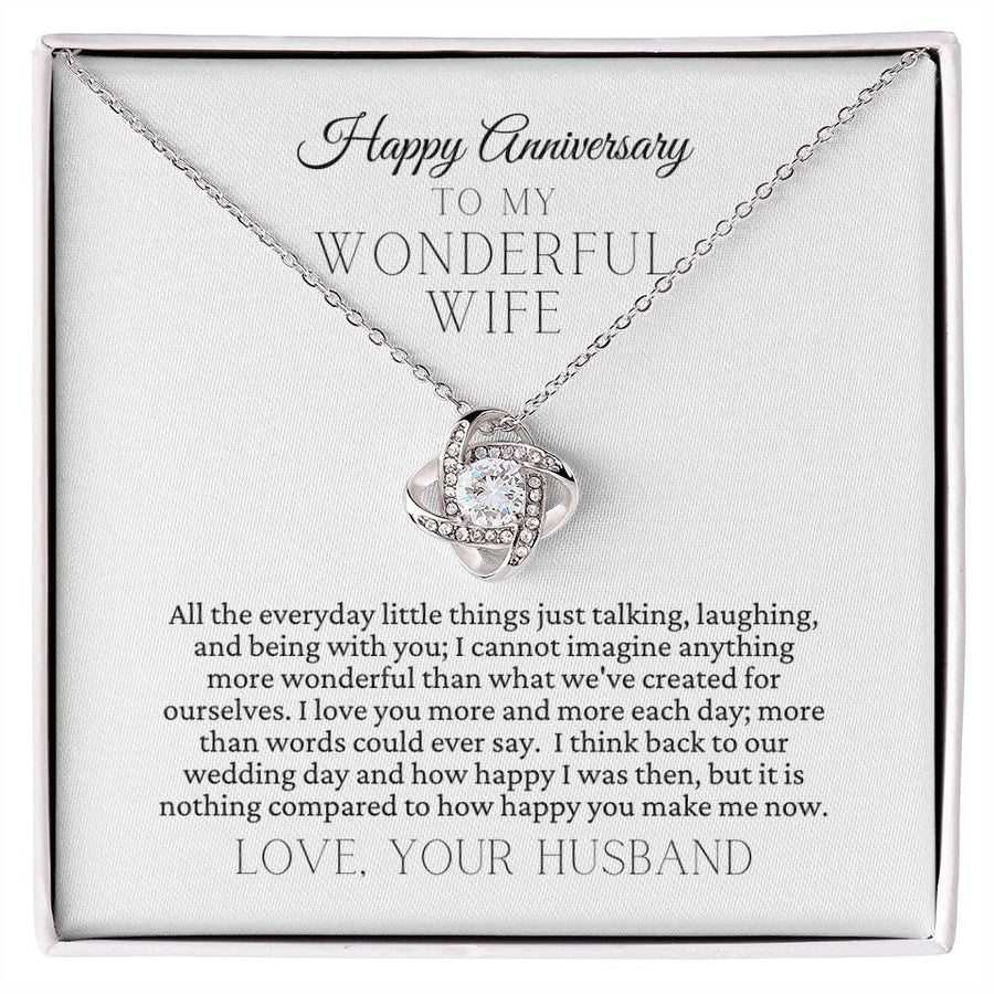 To My Wonderful Wife Everyday Little Things Talking Laughing Being 14K Gold Love Knot Necklace Jewelry Romantic Gift for Wife