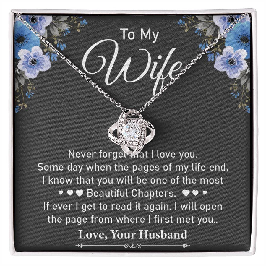 To My Wife You Will Be One Most Beautiful Chapters 14K Gold Love Knot Necklace Jewelry Beautiful Gift for Wife Anniversary