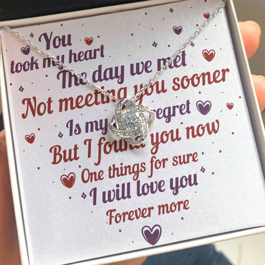 You Took My Heart Day We Met Not Meeting Sooner Only Regret 14K Gold Love Knot Necklace Jewelry Beautiful Gift for Wife Anniversary