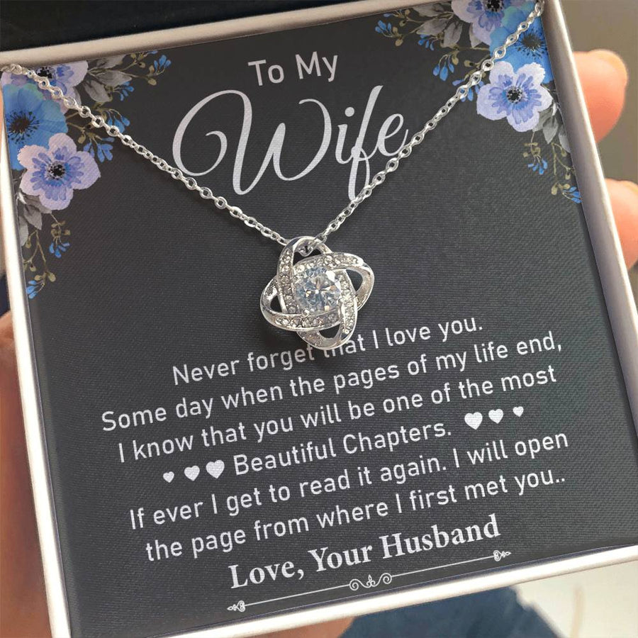 To My Wife You Will Be One Most Beautiful Chapters 14K Gold Love Knot Necklace Jewelry Beautiful Gift for Wife Anniversary