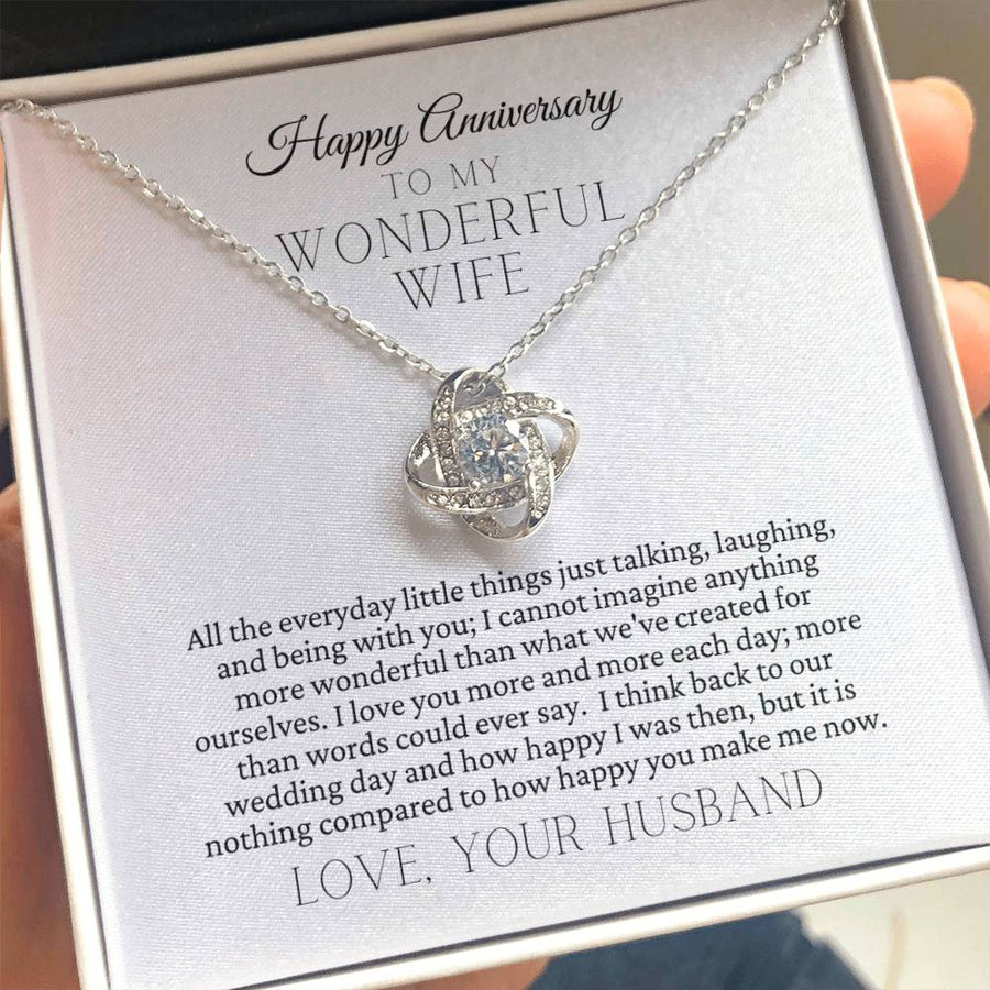To My Wonderful Wife Everyday Little Things Talking Laughing Being 14K Gold Love Knot Necklace Jewelry Romantic Gift for Wife