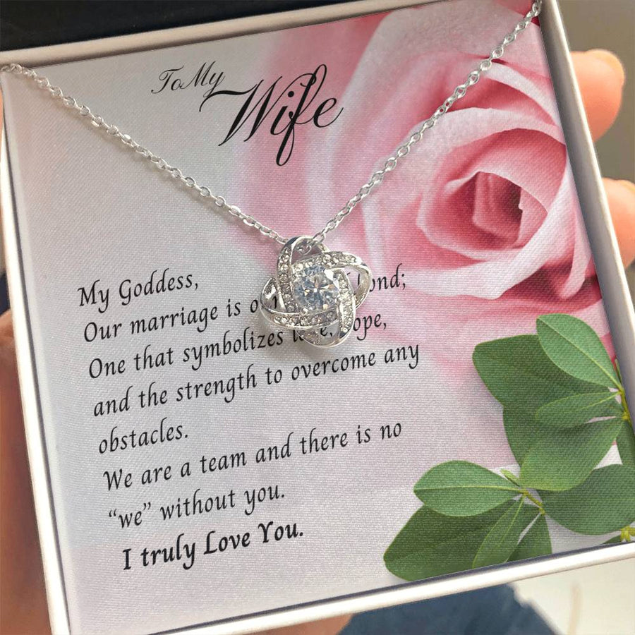 To My Wife My Goddess Sacred Bond 14K Gold Love Knot Necklace Jewelry Beautiful Gift for Wife Anniversary