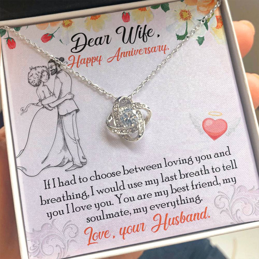 Dear Wife My Best Friend Soulmate Everything 14K Gold Love Knot Necklace Jewelry Beautiful Gift for Wife Anniversary
