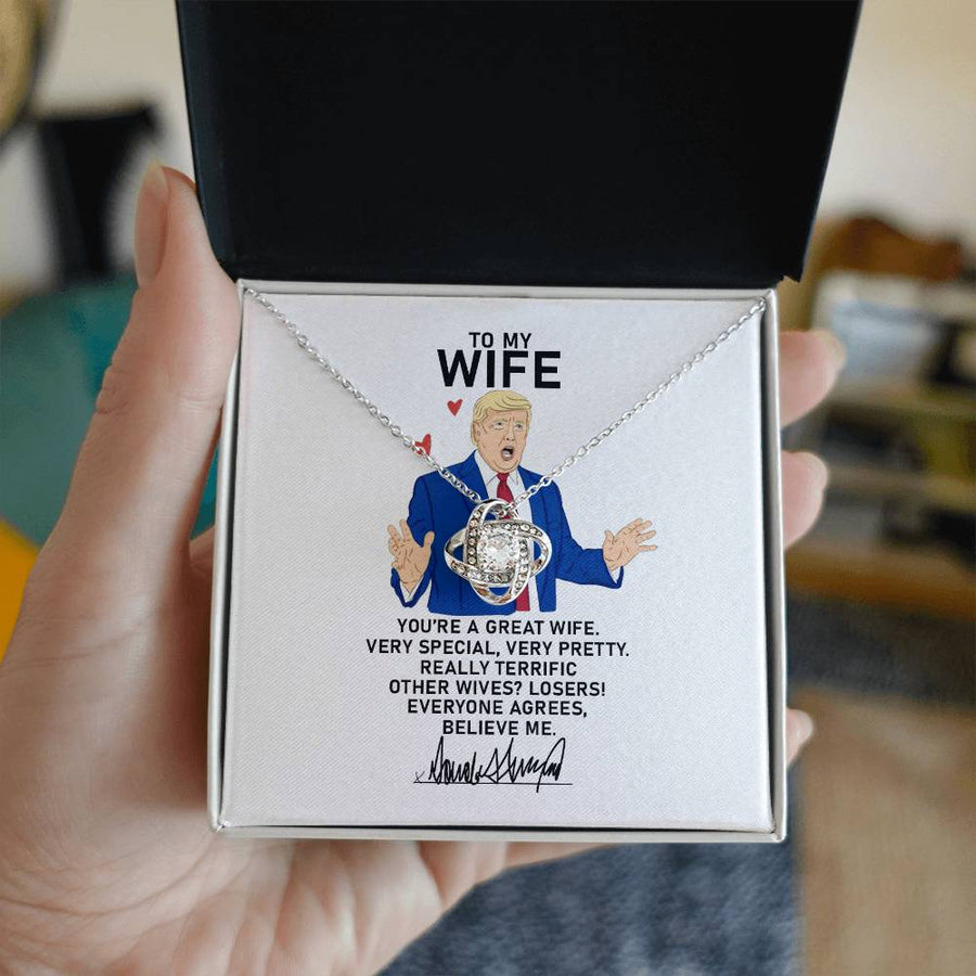 To My Wife Great Wife Very Special Pretty Really Terrific 14K Gold Love Knot Necklace Jewelry Perfect Gift for Wife Anniversary
