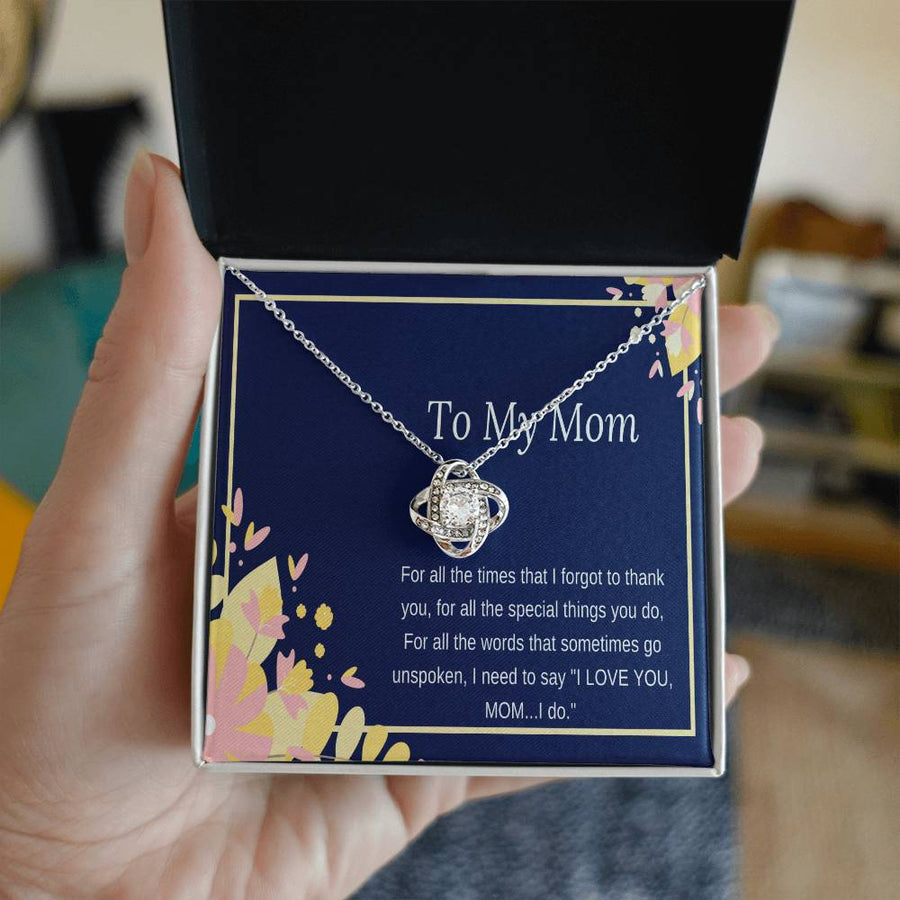 To My Mom Forgot Thank You Special Things I Love You Mom 14K Gold Love Knot Necklace Jewelry Beautiful Gift for Mom Mother's Day