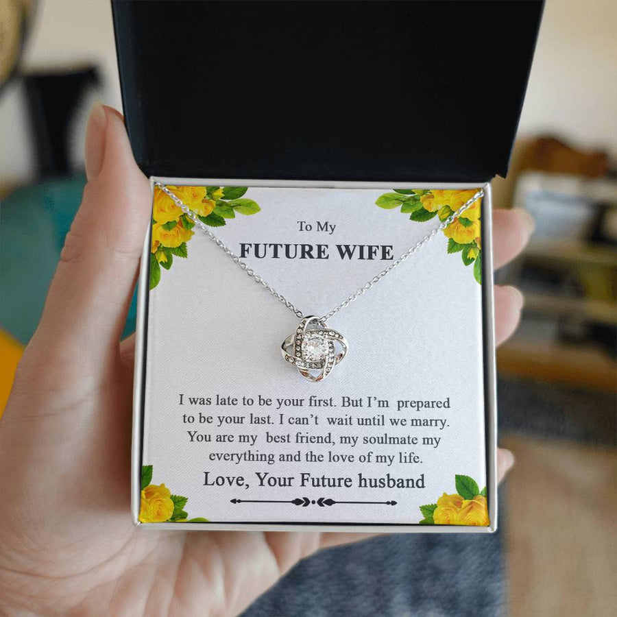 To My Future Wife Best Friend Soulmate Everything Love of Life 14K Gold Love Knot Necklace Jewelry Romantic Gift for Girlfriend Anniversary