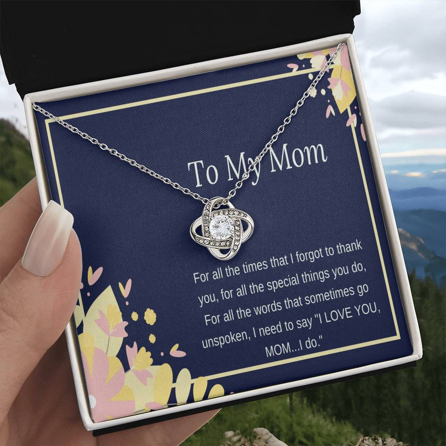 To My Mom Forgot Thank You Special Things I Love You Mom 14K Gold Love Knot Necklace Jewelry Beautiful Gift for Mom Mother's Day