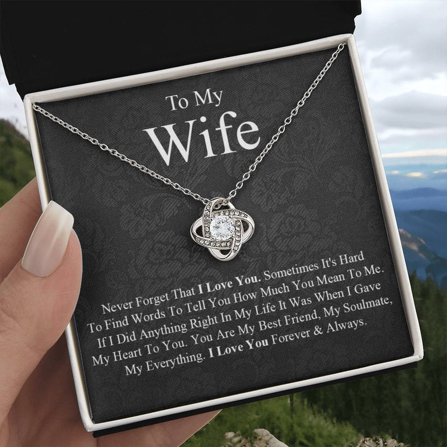 To My Wife Never Forget Love You Best Friend Soulmate Everything 14K Gold Love Knot Necklace Jewelry Romantic Gift for Wife Anniversary