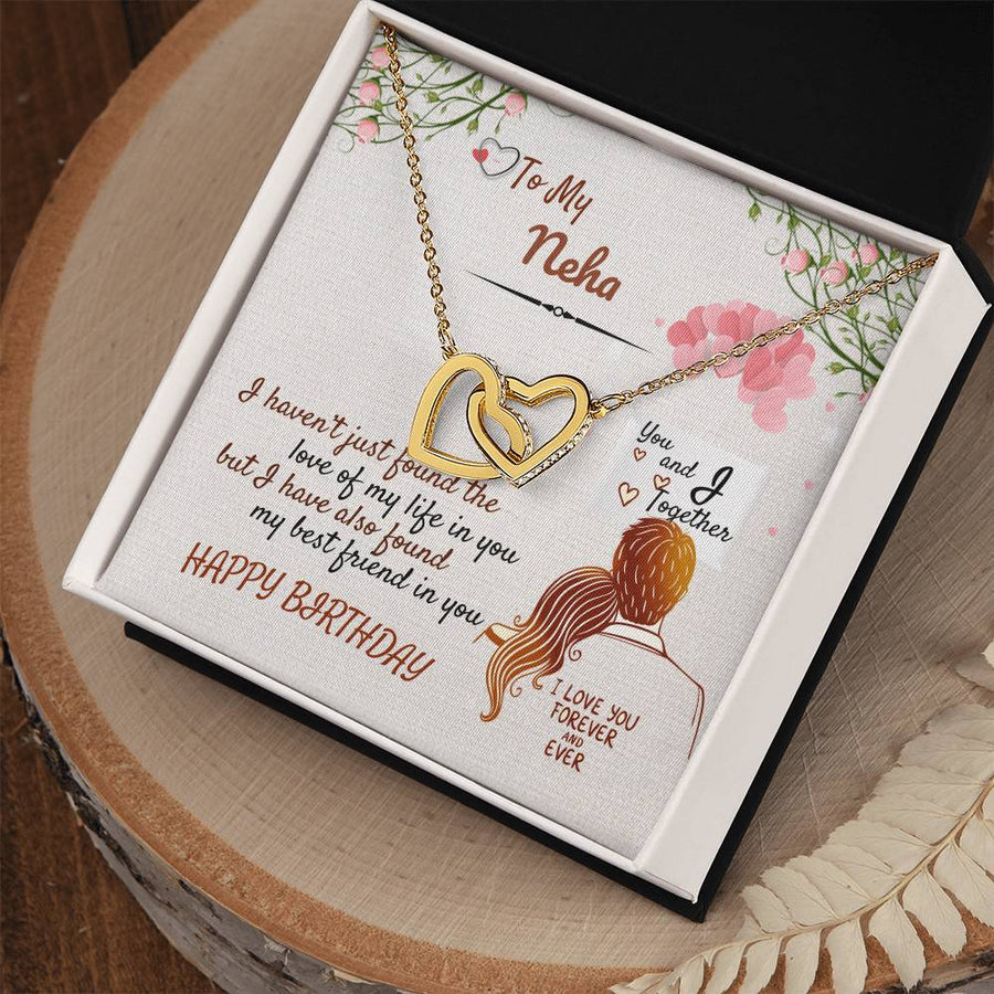 You And I Together Forever 18K Rose Gold Interlocking Hearts Necklace Jewelry Romantic Birthday Gift for Her