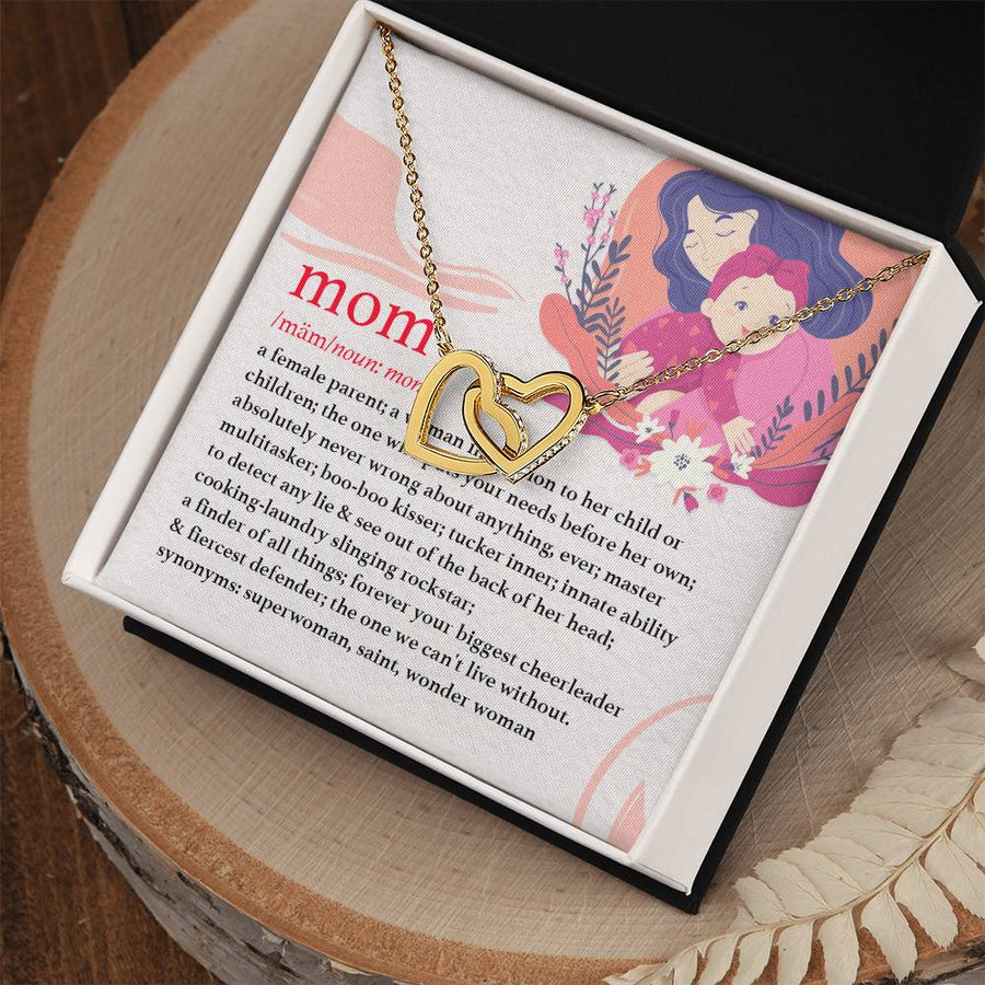 Forever My Biggest Cheerleader and Defender 18K Rose Gold Interlocking Hearts Necklace Jewelry Heartfelt Gift for Mom Appreciation