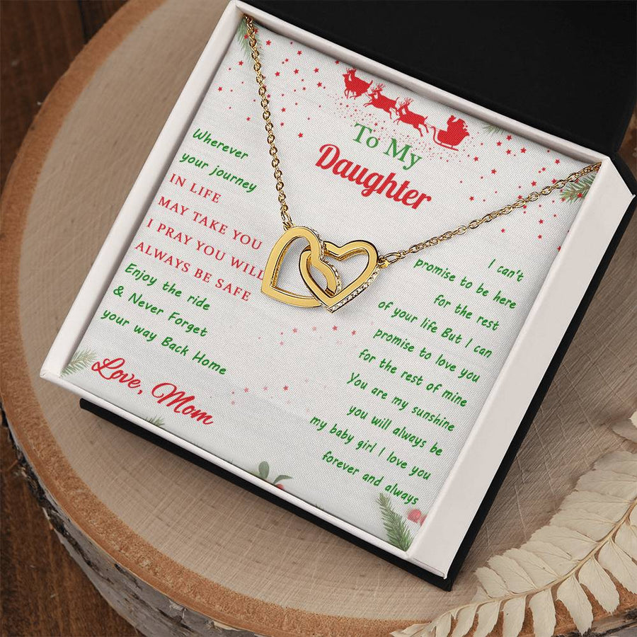 Baby Girl I Love You Forever And Always 18K Rose Gold Interlocking Hearts Necklace Jewelry – Beautiful Daughter Gift from Mom