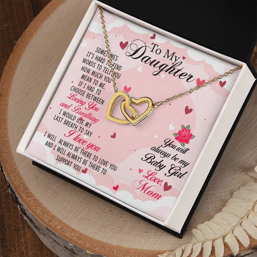 Tell You How Much You Mean 18K Rose Gold Interlocking Hearts Necklace Jewelry Beautiful Gift for Daughter Birthday from Mom