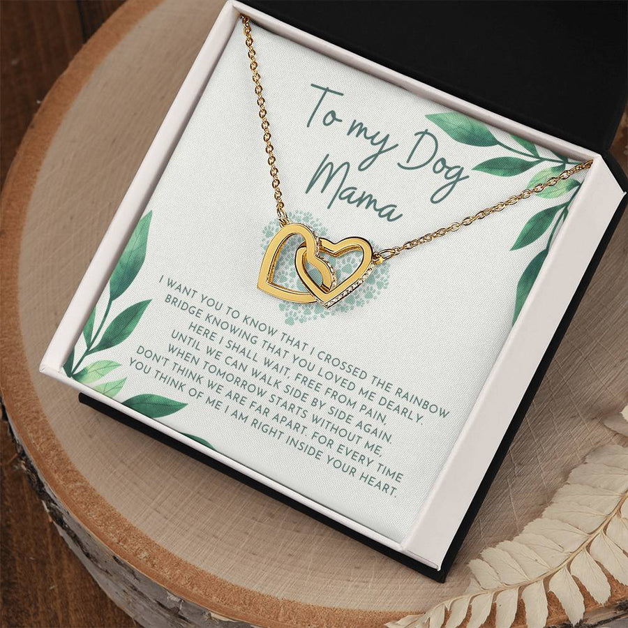 For Every Time You Think Of Me I Am Right Inside Your Heart 18K Rose Gold Interlocking Hearts Necklace Jewelry – Special Memorial Gift for Dog Mom from Your Pup