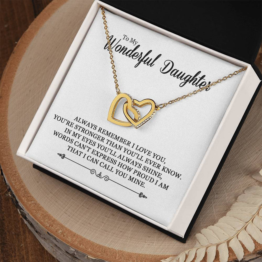 Words Can’t Express How Proud I Am 18K Rose Gold Interlocking Hearts Necklace Jewelry Perfect Gift for Daughter Birthday