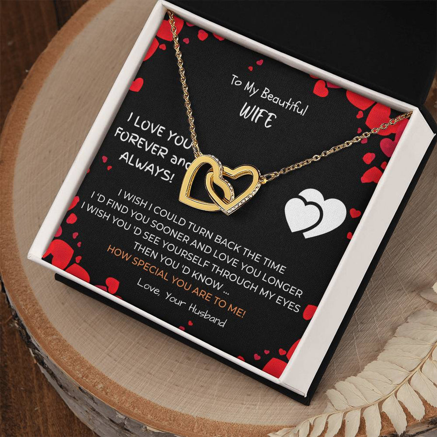 How Special You Are to Me 18K Rose Gold Interlocking Hearts Necklace Jewelry Romantic Gift for Wife Anniversary from Husband