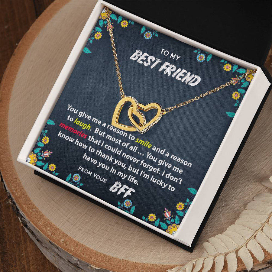 A Reason To Smile And A Reason To Laugh 18K Rose Gold Interlocking Hearts Necklace Jewelry Unique Best Friend Gift