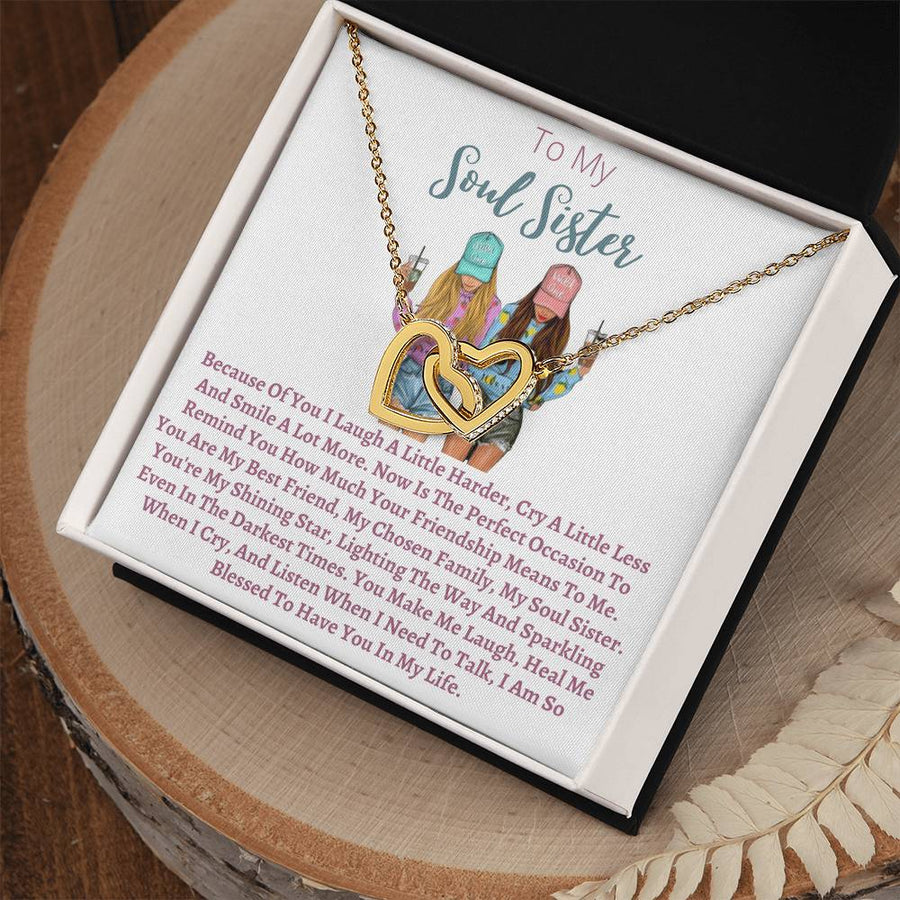 I Am So Blessed to Have You in My Life 18K Rose Gold Interlocking Hearts Necklace Jewelry Perfect Gift for Soul Sister Birthday