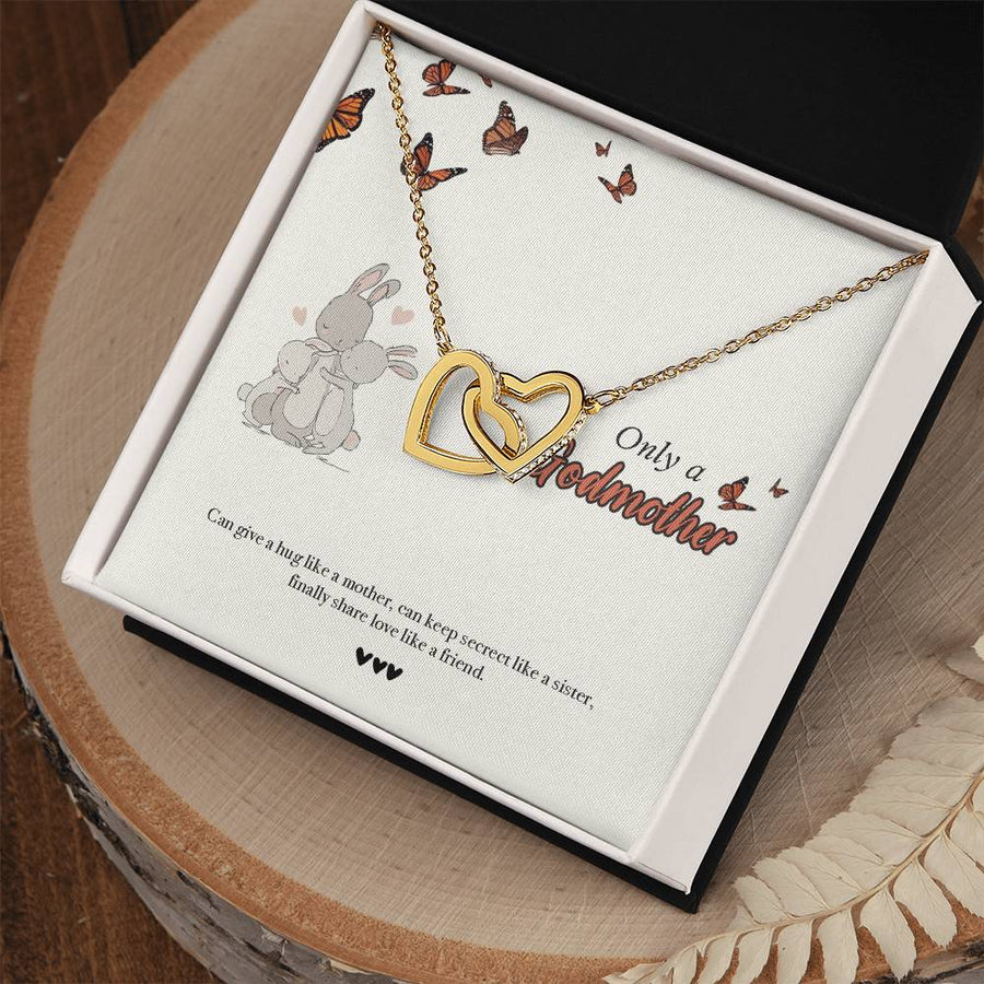 Only a Godmother Can Love Like This 18K Rose Gold Interlocking Hearts Necklace Jewelry Unique Gift for Goddaughter from Godmother