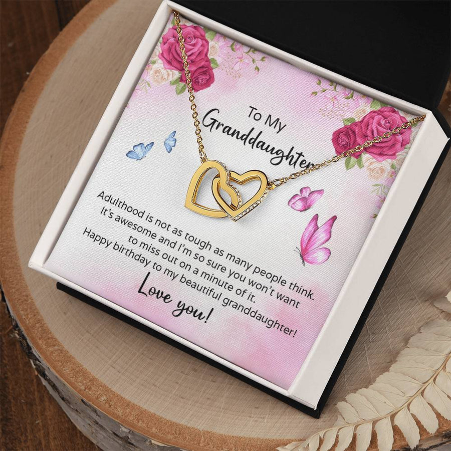 Happy Birthday To My Beautiful Granddaughter Love You 18K Rose Gold Interlocking Hearts Necklace Jewelry – Perfect Gift for Granddaughter