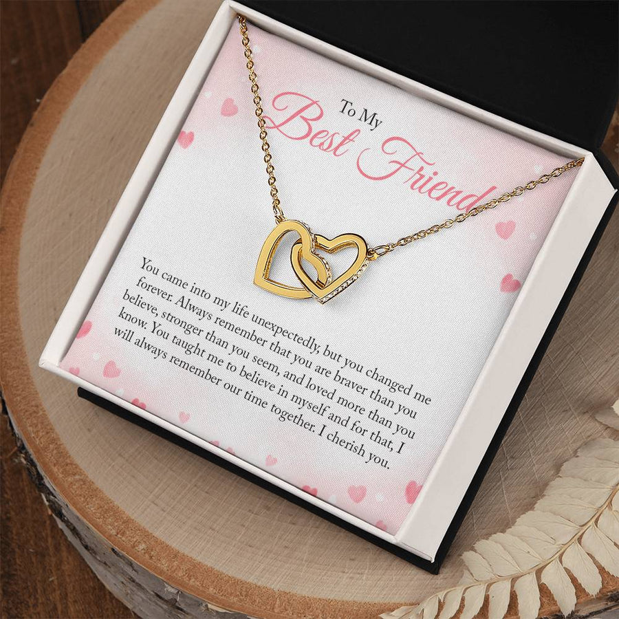 You Changed Me Forever 18K Rose Gold Interlocking Hearts Necklace Jewelry – Beautiful Best Friend Gift
