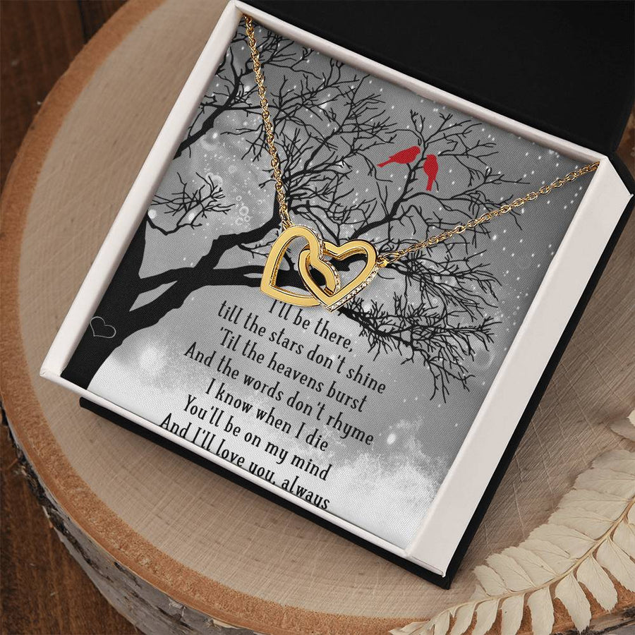 Words Don’t Rhyme My Love Is Forever Wife 18K Rose Gold Interlocking Hearts Necklace Jewelry Heartfelt Anniversary Gift for Wife