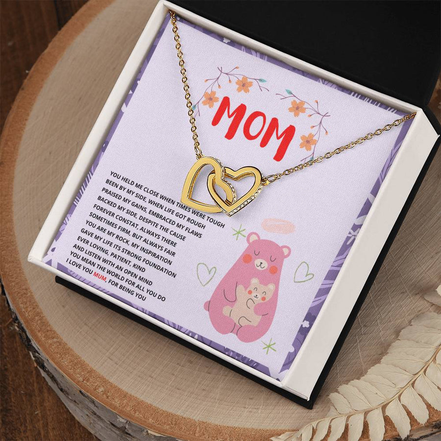 You Held Me Close When Times Were Tough 18K Rose Gold Interlocking Hearts Necklace Jewelry Beautiful Gift for Mom Christmas