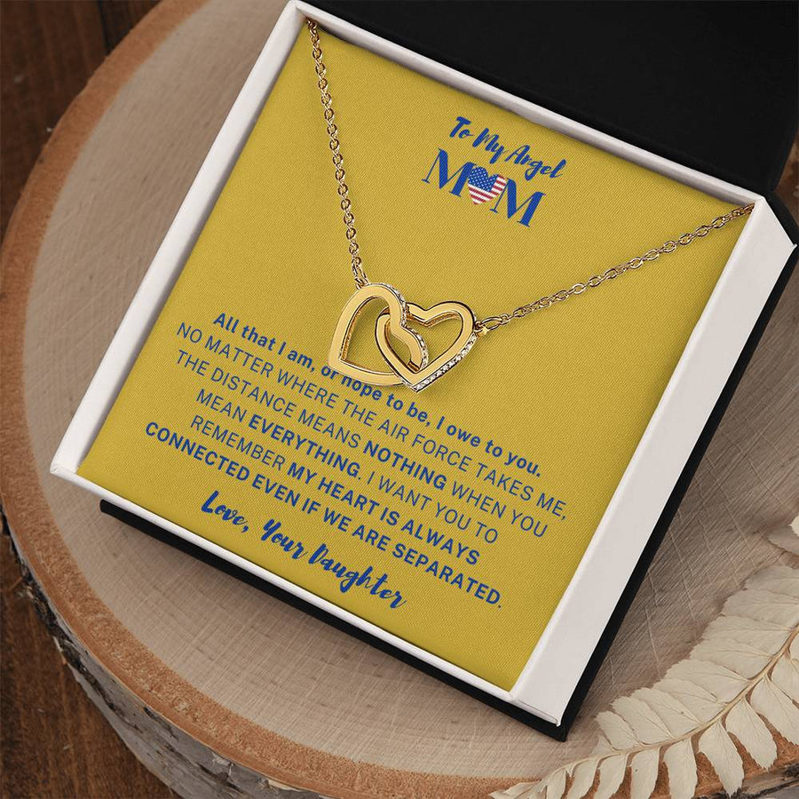When You Mean Everything 18K Rose Gold Interlocking Hearts Necklace Jewelry – Special Air Force Daughter Gift for Mom