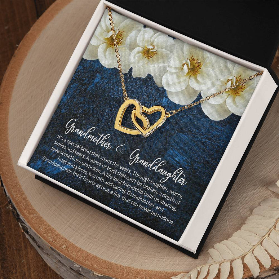Their Hearts As One Link Never Be Undone 18K Rose Gold Interlocking Hearts Necklace Jewelry Special Gift for Granddaughter Birthday