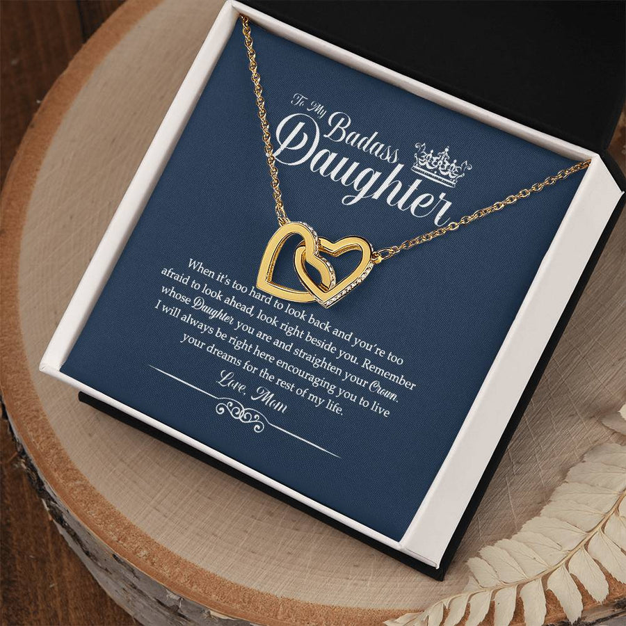 Encourage You to Live Your Dreams 18K Rose Gold Interlocking Hearts Necklace Jewelry Beautiful Gift for Daughter Birthday from Mom