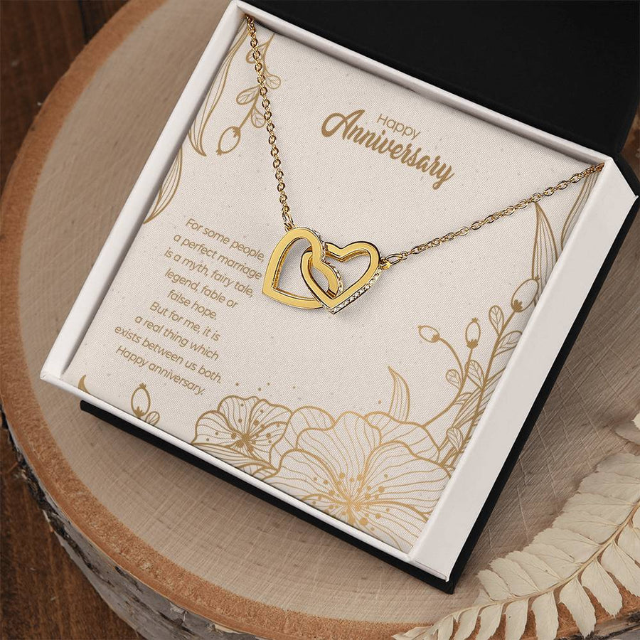 Real Thing Which Exists Between Us Both 18K Rose Gold Interlocking Hearts Necklace Jewelry Romantic Gift for Wife Anniversary