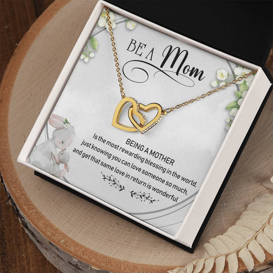Being A Mother Is The Most Rewarding Blessing 18K Interlocking Hearts Necklace Jewelry Beautiful Gift for Mom